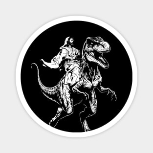 Jesus on a T Rex Dinosaur Funny Magnet